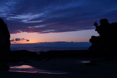 Scenic view of sea at sunset