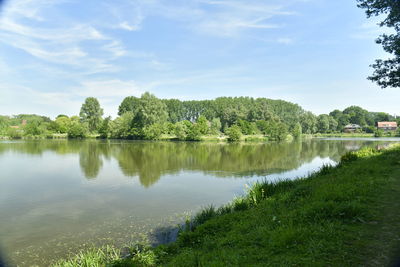 Scenic view of lake against sky