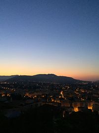 View of cityscape at dusk