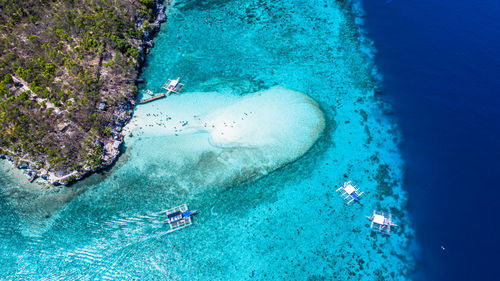 High angle view of swimming pool in sea