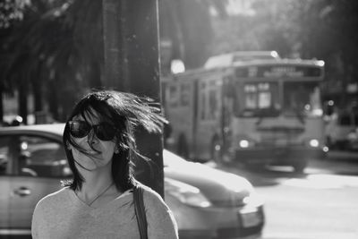 Portrait of mid adult woman on city street