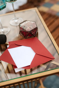 Close-up of christmas decorations on table