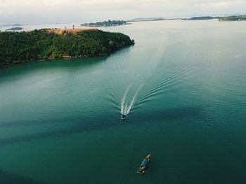 High angle view of sea against sky