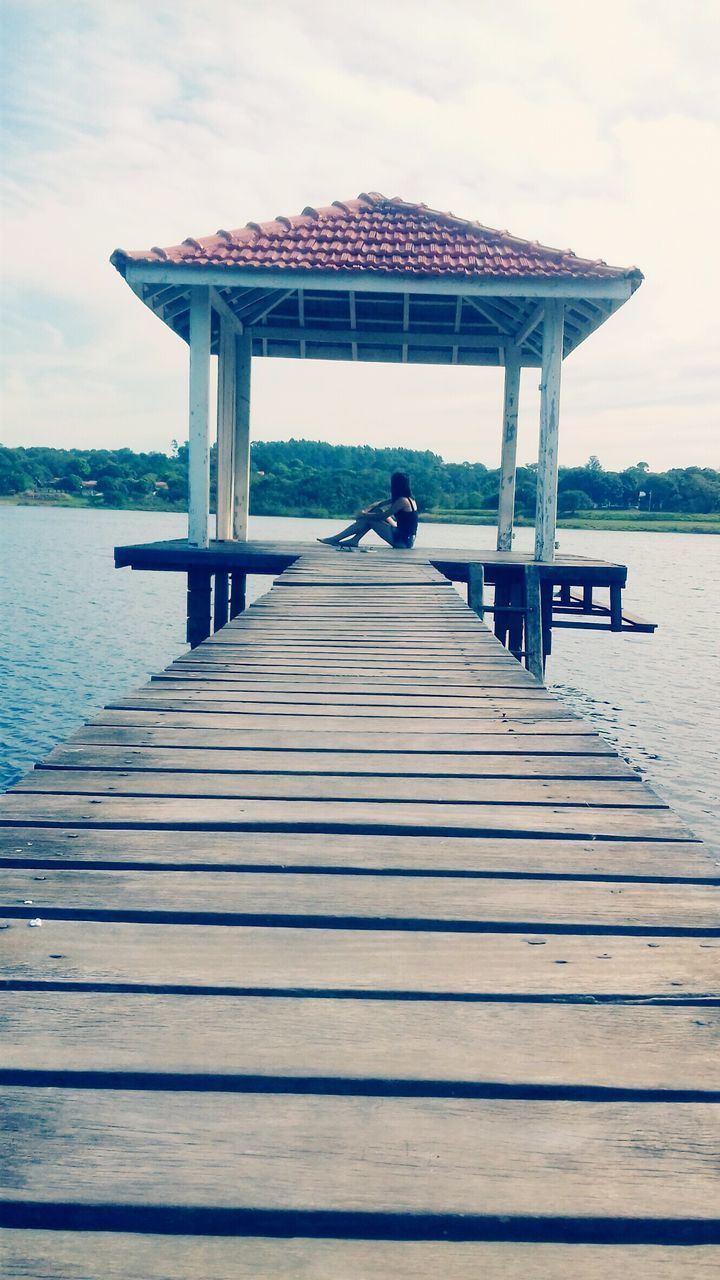 sea, pier, water, sky, wood - material, horizon over water, tranquil scene, tranquility, the way forward, scenics, boardwalk, nature, cloud - sky, wood, wooden, jetty, beauty in nature, day, idyllic, gazebo, outdoors, cloud, non-urban scene, remote, no people, empty, diminishing perspective, ocean