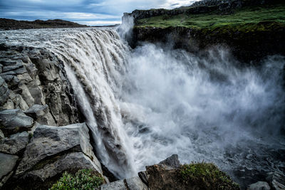 Scenic view of waterfall