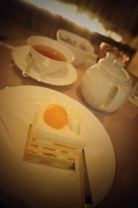 High angle view of breakfast on table