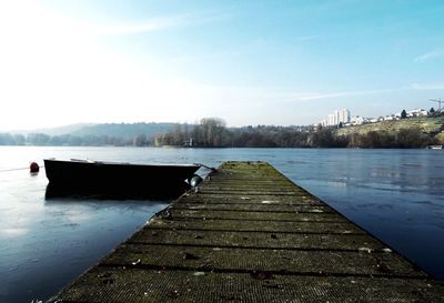 Scenic view of lake against clear sky