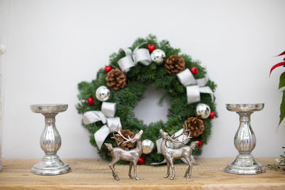 Christmas decorations on table