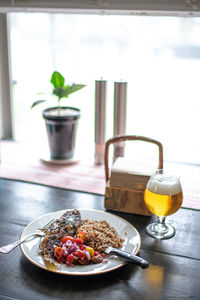 View of breakfast served on table