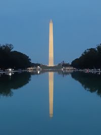 Reflection of building in water