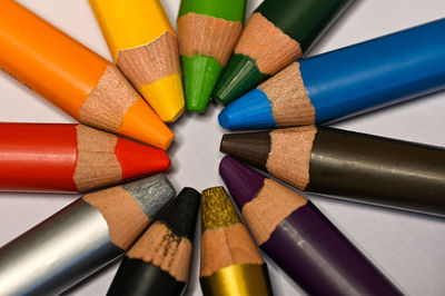 Close-up of colored pencils