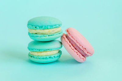 Close-up of ice cream against blue background