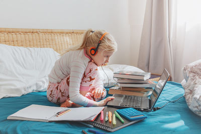 Girl studying at home