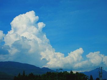 Panoramic view of landscape against blue sky