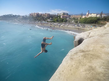 Man swimming in sea