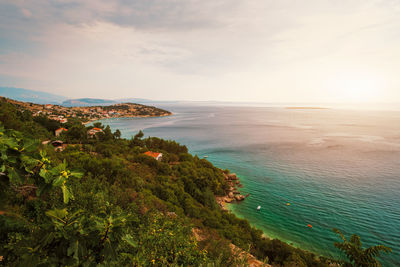 High angle view of sea against sky