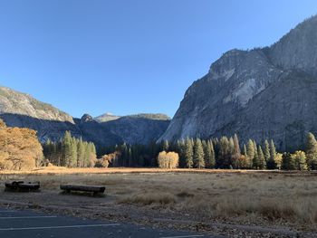 Scenic view of mountains against clear sky