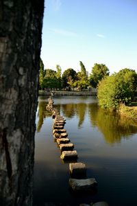 Scenic view of lake against sky