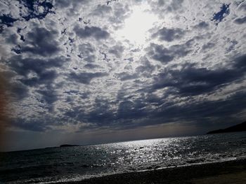 Scenic view of sea against sky at sunset