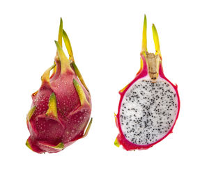 High angle view of fruits against white background