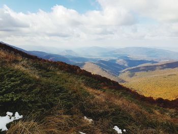 Scenic view of mountains against sky