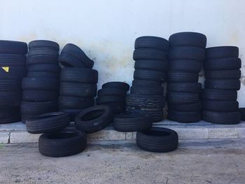 Close-up of stacked stack