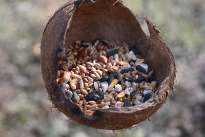 High angle view of roasted coffee beans