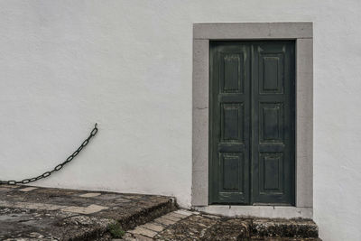 Closed door of building