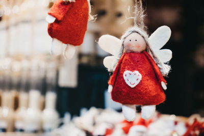 Close-up of christmas decoration hanging outdoors