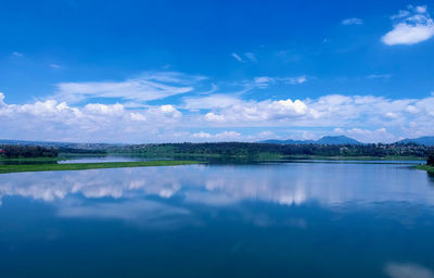 Scenic view of lake against sky