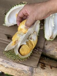 Close-up of person preparing food