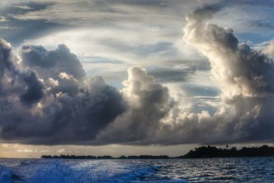 Scenic view of sea against cloudy sky