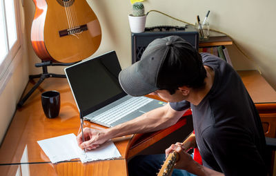Man working on table
