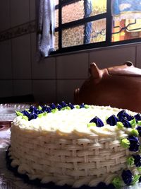 Close-up of cake in basket