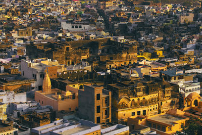 High angle view of buildings in city