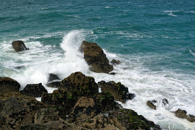 Scenic view of rocky beach