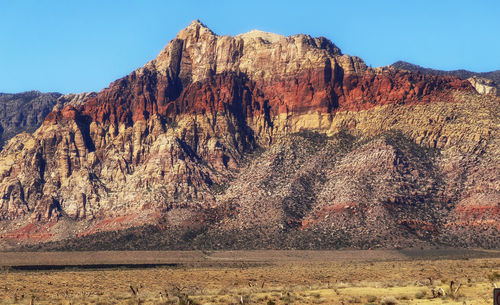 Scenic view of rocky mountains against clear sky