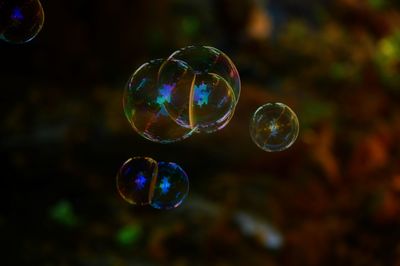 Close-up of bubbles in mid-air