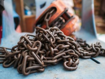 Close-up of rusty chain
