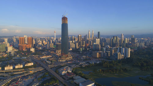 View of skyscrapers in city