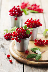 Close-up of strawberries in bowl on table