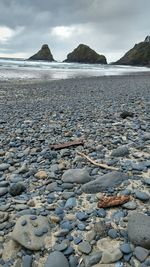 Scenic view of sea shore against sky