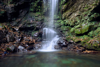 Scenic view of waterfall