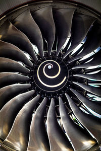 Turbine jet engine on an airliner view from the front
