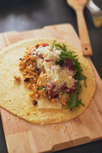 Close-up of food on cutting board