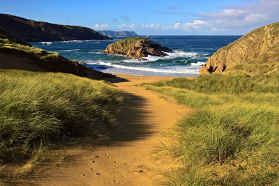 Scenic view of beach against sky