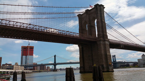 Low angle view of suspension bridge