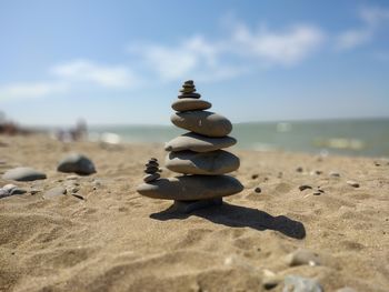 Stack of stones on beach