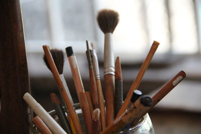 Close-up of paintbrushes