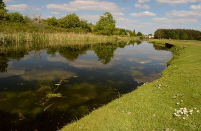 Scenic view of lake against sky